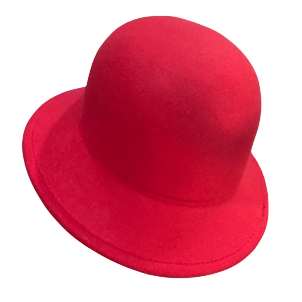 Vibrant Red Felt Cloche Hat Women's Stylish Winter Fashion Accessory